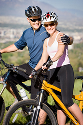 Couple biking